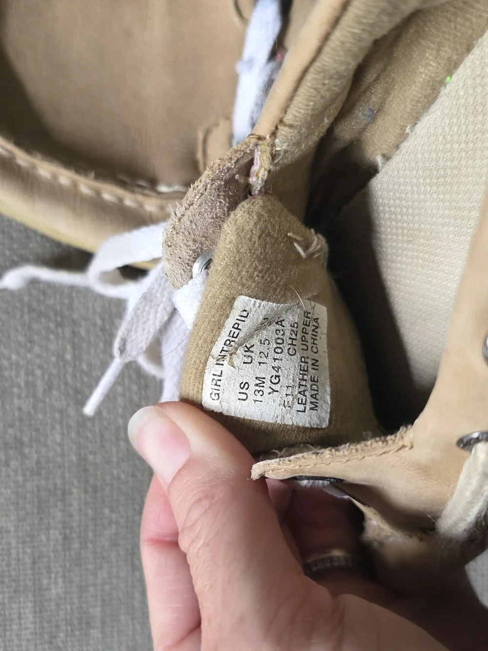 Kids Tan Lace-Up Boat Sneakers with White Laces